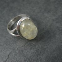 Vintage Sterling Rutilated Quartz Ring Size 6