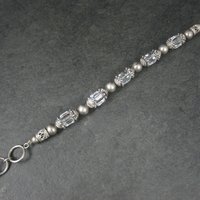 Vintage Bali Sterling Crystal Toggle Bracelet 7-8.25"