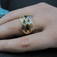 Vintage Vermeil Sterling Gemstone Ring Size 8