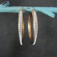 Vintage 14K Gold Crystal Latchback Hoop Earrings