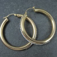 Vintage 14K Gold Crystal Latchback Hoop Earrings