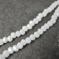 White Faceted Glass Beads 3mm 10" Strand