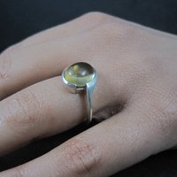 Vintage Sterling Citrine Cabochon Ring Sizes 6 & 7