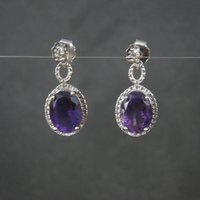 90s Sterling Amethyst Earrings New Old Stock