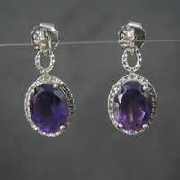 90s Sterling Amethyst Earrings New Old Stock