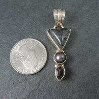 Vintage Sterling Rutilated Quartz Pearl Smoky Topaz Pendant