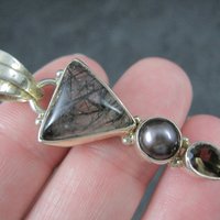 Vintage Sterling Rutilated Quartz Pearl Smoky Topaz Pendant