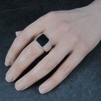 Vintage Mens Sterling Onyx Ring Sizze 9