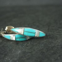 Southwestern Sterling Turquoise Inlay Earrings