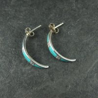 Southwestern Sterling Turquoise Inlay Earrings