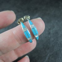 Southwestern Sterling Turquoise Inlay Earrings