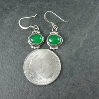 Vintage Sterling Chrysoprase Earrings