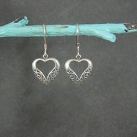 Vintage Sterling Filigree Heart Earrings