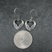 Vintage Sterling Filigree Heart Earrings