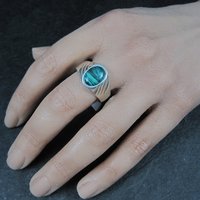 Mens Vintage Sterling Malachite Ring Multiple Sizes Available New Old Stock