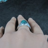 Mens Vintage Sterling Malachite Ring Multiple Sizes Available New Old Stock