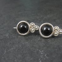 Vintage Sterling Onyx Earrings