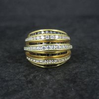 Vintage Vermeil Sterling Black White Cz Cocktail Ring Size 8