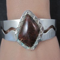 Vintage Sterling Jasper Cuff Bracelet 6.5 Inches Jay King