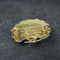 Vintage Gold Gilt Silver Enamel Peacock Brooch NOS