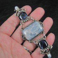 Vintage Sterling Quartz Sodalite Pearl Bracelet Sajen