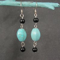 Vintage Sterling Turquoise Howlite Earrings