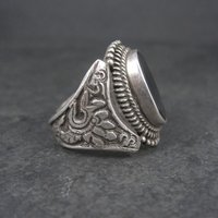 Vintage Sterling Onyx Dragon Ring Size 10.5