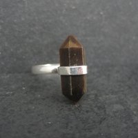 Vintage Sterling Tiger Eye Crystal Point Ring Size 8