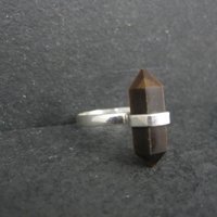 Vintage Sterling Tiger Eye Crystal Point Ring Size 8