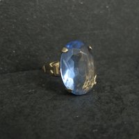 Antique Gold Filled Blue Glass Ring Size 6