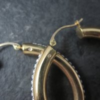 Vintage 14K Gold Crystal Latchback Hoop Earrings