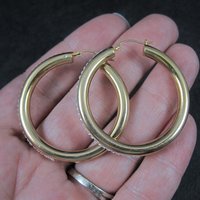 Vintage 14K Gold Crystal Latchback Hoop Earrings