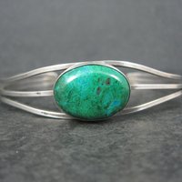Vintage Sterling Chrysocolla Cuff Bracelet 6.5 Inches