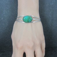 Vintage Sterling Chrysocolla Cuff Bracelet 6.5 Inches