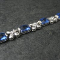 Sterling Faux Sapphire Bracelet 7 Inches