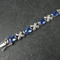 Sterling Faux Sapphire Bracelet 7 Inches