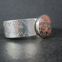 Vintage Sterling Jasper Cuff Bracelet 6.5 Inches Desert Rose Trading Jay King