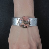 Vintage Sterling Jasper Cuff Bracelet 6.5 Inches Desert Rose Trading Jay King