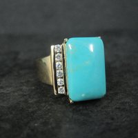 Ross Simons Vermeil Sterling Turquoise Ring Size 8