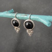 Vintage Sterling Onyx Earrings