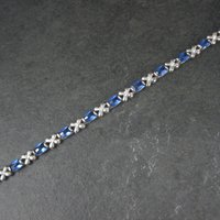 Sterling Faux Sapphire Bracelet 7 Inches