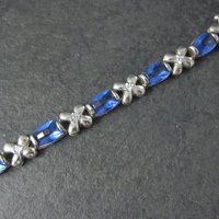 Sterling Faux Sapphire Bracelet 7 Inches