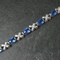 Sterling Faux Sapphire Bracelet 7 Inches