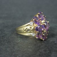 Vermeil Sterling Amethyst Cluster Ring Size 8