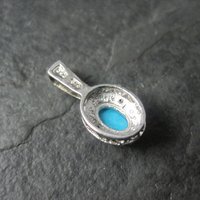 Small Sterling Turquoise Blue Diamond Pendant