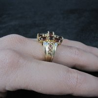 Vermeil Sterling Garnet Cluster Ring Size 8