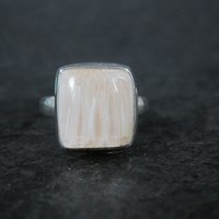 Vintage Sterling Orange Scolecite Ring Size 9.5