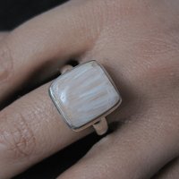 Vintage Sterling Orange Scolecite Ring Size 9.5