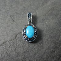 Small Sterling Turquoise Blue Diamond Pendant