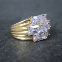 Vintage Vermeil Sterling Lavender Cz Ring Size 8